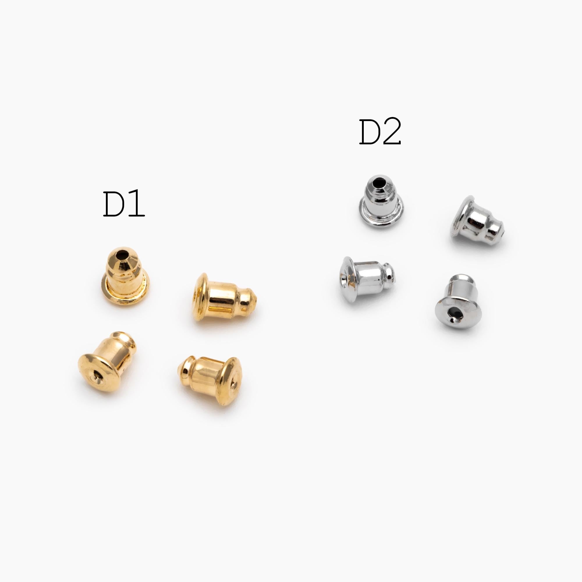 20pcs Gold/ Rhodium plated Ear Nuts, Earring Back Stoppers, Jewelry Findings Wholesale (#GB-651)
